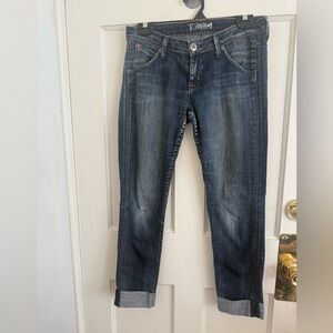 Hudson Vintage Jeans Dark Blue Cuff Cropped Denim